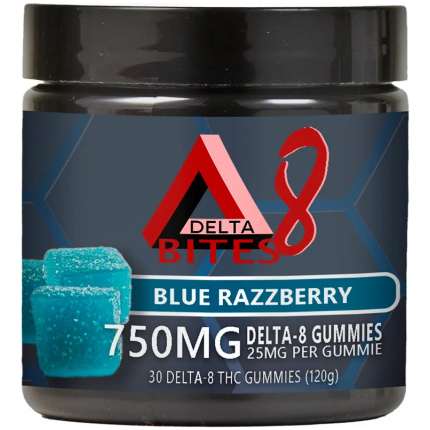Delta Bites Delta 8 Gummies Blue Razzberry (750mg)